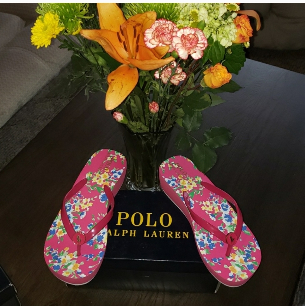 New Ralph Lauren Borolla Wedge Flip Flop Size 6 Big Girls Women's 7.5 - Picture 2 of 4